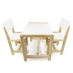 Детский растущий комплект стол и два стула  Я САМ "Лофт" (Белый, Сосна) в Добрянке - dobryanka.mebel24.online | фото