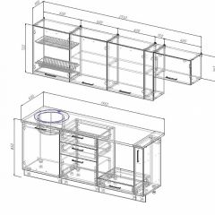 Кухонный гарнитур Антрацит 2550 (Стол. 26мм) в Добрянке - dobryanka.mebel24.online | фото 2