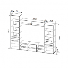 Гостиная МГС 6 Исполнение 1 (Венге/Белый глянец) в Добрянке - dobryanka.mebel24.online | фото 3