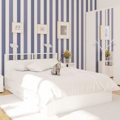 Камелия спальня № 7 Кровать 900 + Стол косметический + Зеркало + Комод, цвет белый, сп.м. 900х2000 мм., б/м, основание есть в Добрянке - dobryanka.mebel24.online | фото 5