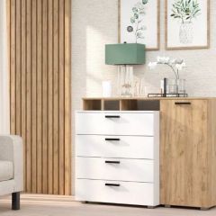 Комод №8 (Дуб Крафт Золотой/Белый) в Добрянке - dobryanka.mebel24.online | фото