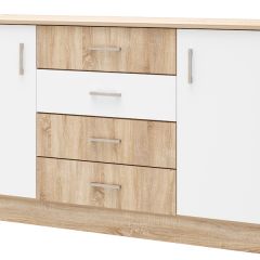 БЕАТРИС Комод К1400 (Дуб Сонома/Белый глянец) в Добрянке - dobryanka.mebel24.online | фото
