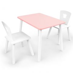 Комплект детской мебели стол и два стула Корона  (Розовый/Белый/Белый) в Добрянке - dobryanka.mebel24.online | фото 1