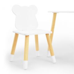Комплект детской мебели стол и два стула Мишутка (Белый/Белый/Береза) в Добрянке - dobryanka.mebel24.online | фото