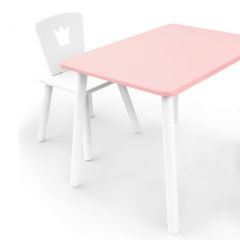 Комплект детской мебели стол и стул Корона (Розовый/Белый/Белый) в Добрянке - dobryanka.mebel24.online | фото 1