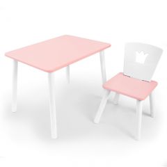 Комплект детской мебели стол и стул Корона (Розовый/Розовый/Белый) в Добрянке - dobryanka.mebel24.online | фото 1