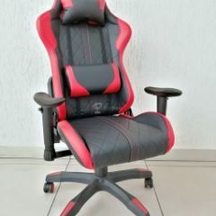 Кресло геймерское Barneo K-52 (черная экокожа красные вставки) в Добрянке - dobryanka.mebel24.online | фото