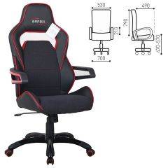 Кресло компьютерное BRABIX Nitro GM-001 (ткань/экокожа) черное, вставки красные (531816) в Добрянке - dobryanka.mebel24.online | фото 3