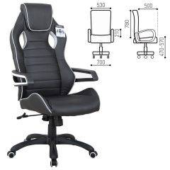 Кресло компьютерное BRABIX Techno Pro GM-003 (экокожа черное/серое, вставки серые) 531814 в Добрянке - dobryanka.mebel24.online | фото
