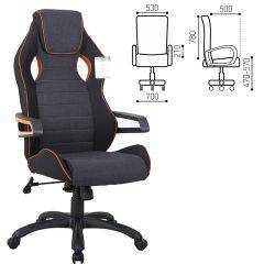 Кресло компьютерное BRABIX Techno Pro GM-003 (ткань черное/серое, вставки оранжевые) 531813 в Добрянке - dobryanka.mebel24.online | фото 2