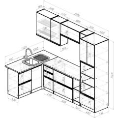 Кухонный гарнитур Адажио мега прайм 1500 х 2700 мм в Добрянке - dobryanka.mebel24.online | фото 2