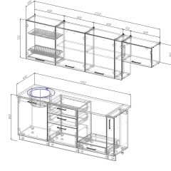 Кухонный гарнитур Вегас 2550 (Стол. 26мм) в Добрянке - dobryanka.mebel24.online | фото 2