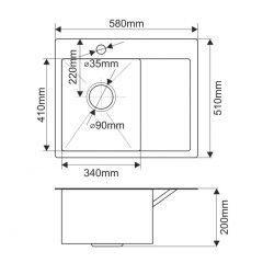 Мойка HD5851L MELANA ProfLine 3,0/200 САТИН врезная прямоугольная с коландером HD5851L в Добрянке - dobryanka.mebel24.online | фото 2