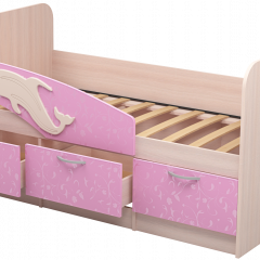 Кровать Дельфин 1,6 (Дуб молочный/фасад - Ламарти розовый) в Добрянке - dobryanka.mebel24.online | фото 1