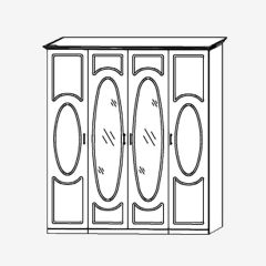 Прованс-2 Шкаф 4-х дверный с 2 зеркалами (Итальянский орех/Груша с платиной черной) в Добрянке - dobryanka.mebel24.online | фото
