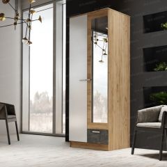 Шкаф Адель 800 с полками (дуб вотан/белый глянец) в Добрянке - dobryanka.mebel24.online | фото