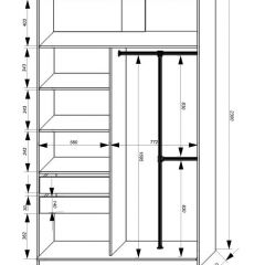 Шкаф-купе 1400 серии SOFT D8+D2+B2+PL4 (2 ящика+F обр.штанга) профиль «Графит» в Добрянке - dobryanka.mebel24.online | фото 3