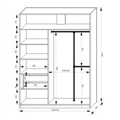 Шкаф-купе 1500 серии NEW CLASSIC K4+K4+B2+PL4 (2 ящика+F обр. штанга) профиль «Капучино» в Добрянке - dobryanka.mebel24.online | фото 3