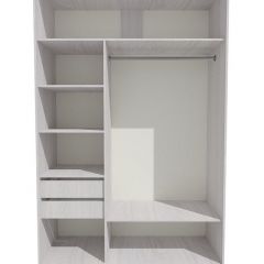 Шкаф-купе 1500 серии SILVER S1+S1+B2+PL2 (2 ящика+1 штанга+1 полка) профиль «Серебро» в Добрянке - dobryanka.mebel24.online | фото 2