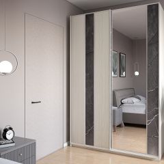 Шкаф-купе 1500 серии SILVER S4+S3Z+B2+PL1 (2 ящика+1 штанга) профиль «Серебро» в Добрянке - dobryanka.mebel24.online | фото