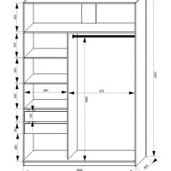 Шкаф-купе 1600 серии SOFT D1+D3+B2+PL1 (2 ящика+1штанга) профиль «Графит» в Добрянке - dobryanka.mebel24.online | фото 4