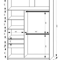 Шкаф-купе 1600 серии SOFT D8+D2+B2+PL4 (2 ящика+F обр.штанга) профиль «Графит» в Добрянке - dobryanka.mebel24.online | фото 2