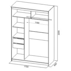 Шкаф-купе №19 Серия 3 Квадро (1700) Ясень Анкор светлый в Добрянке - dobryanka.mebel24.online | фото 4