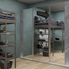 Шкаф-купе 1950 серии SILVER S3+S1+S3Z B22+PL2 (по 2 ящика лев/прав+1штанга+1 полка) профиль «Серебро» в Добрянке - dobryanka.mebel24.online | фото