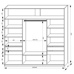 Шкаф-купе 2100 серии SOFT D2+D7+D3+B22+PL2 (по 2 ящика лев/прав+1штанга+1полка) профиль «Графит» в Добрянке - dobryanka.mebel24.online | фото 3