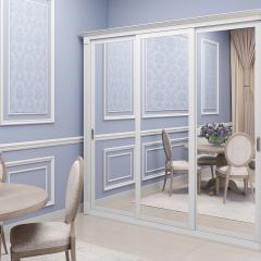 Шкаф-купе 2450 серии NEW CLASSIC K1+K1+K1+B22+PL4 (по 2 ящика лев/прав+F обр.штанга) профиль «Капучино» в Добрянке - dobryanka.mebel24.online | фото