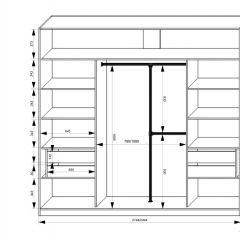 Шкаф-купе 2450 серии NEW CLASSIC K4+K4+K4+B22+PL4 (по 2 ящика лев/прав+F обр.штанга) профиль «Капучино» в Добрянке - dobryanka.mebel24.online | фото 3