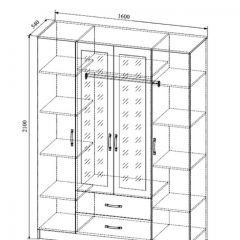 СОФИ СШК1600.1Шкаф 4-х ств с2мя зерк, 2 ящиками в Добрянке - dobryanka.mebel24.online | фото 2
