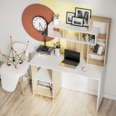 Стол компьютерный Олимп (дуб сонома/белый) в Добрянке - dobryanka.mebel24.online | фото 2