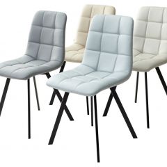 Стул CHILLI SQUARE HK017-02 серо-бежевый, PU/ черный каркас М-City в Добрянке - dobryanka.mebel24.online | фото 3