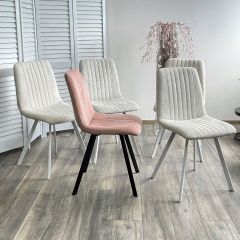 Стул ELVIS WZ2042-18 белая галька фактурный велюр / белый каркас М-City в Добрянке - dobryanka.mebel24.online | фото 2