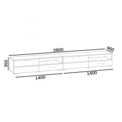 Тумба под ТВ Ларго 1,4 + Ларго 1,4, цвет корпус венге/фасады МДФ белый глянец, ШхГхВ 280х46х35 см., НЕ универсальная сборка в Добрянке - dobryanka.mebel24.online | фото 8