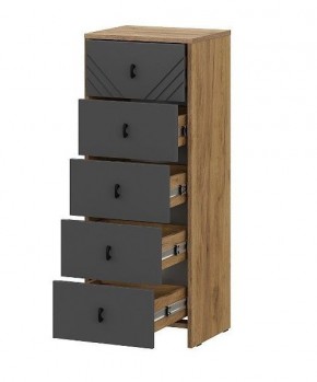 БАЙКАЛ Комод (5 ящиков) Графит/Дуб золотой в Добрянке - dobryanka.mebel24.online | фото 2