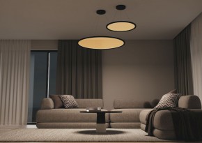DK6616-BK Подвесной горизонтальный светильник Veil со светодиодом H900 d600 220V 48W 3000-6000K IP20 черный алюминий в Добрянке - dobryanka.mebel24.online | фото 5