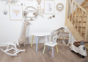 Комплект детский стол ОБЛАЧКО и стул КОРОНА ROLTI Baby (белая столешница/белое сиденье/цветные ножки) в Добрянке - dobryanka.mebel24.online | фото 2