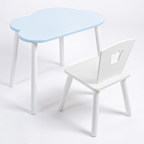 Комплект детский стол ОБЛАЧКО и стул КОРОНА ROLTI Baby (голубая  столешница/белое сиденье/белые ножки) в Добрянке - dobryanka.mebel24.online | фото