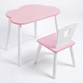 Комплект детский стол ОБЛАЧКО и стул КОРОНА ROLTI Baby (розовая столешница/розовое сиденье/белые ножки) в Добрянке - dobryanka.mebel24.online | фото 1
