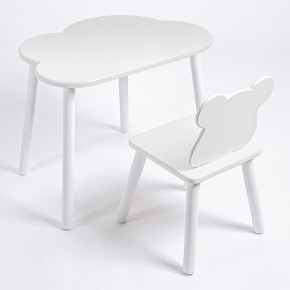 Комплект детский стол ОБЛАЧКО и стул МИШКА ROLTI Baby (белая столешница/белое сиденье/белые ножки) в Добрянке - dobryanka.mebel24.online | фото