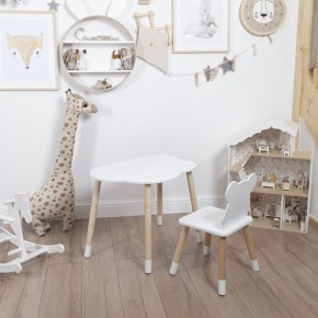 Комплект детский стол ОБЛАЧКО и стул МИШКА ROLTI Baby (белая столешница/белое сиденье/береза ножки) в Добрянке - dobryanka.mebel24.online | фото