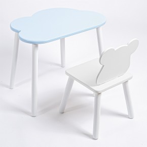 Комплект детский стол ОБЛАЧКО и стул МИШКА ROLTI Baby (голубая столешница/белое сиденье/белые ножки) в Добрянке - dobryanka.mebel24.online | фото 1