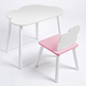 Комплект детский стол ОБЛАЧКО и стул ОБЛАЧКО ROLTI Baby (белая столешница/розовое сиденье/белые ножки) в Добрянке - dobryanka.mebel24.online | фото