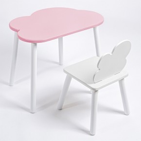 Комплект детский стол ОБЛАЧКО и стул ОБЛАЧКО ROLTI Baby (розовая столешница/белое сиденье/белые ножки) в Добрянке - dobryanka.mebel24.online | фото