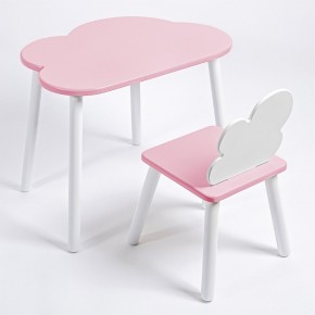 Комплект детский стол ОБЛАЧКО и стул ОБЛАЧКО ROLTI Baby (розовая столешница/розовое сиденье/белые ножки) в Добрянке - dobryanka.mebel24.online | фото