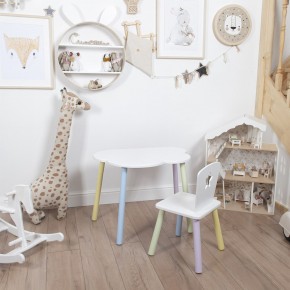 Комплект детский стол ОБЛАЧКО и стул ЗВЕЗДА ROLTI Baby (белая столешница/белое сиденье/цветные ножки) в Добрянке - dobryanka.mebel24.online | фото