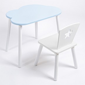 Комплект детский стол ОБЛАЧКО и стул ЗВЕЗДА ROLTI Baby (голубая столешница/белое сиденье/белые ножки) в Добрянке - dobryanka.mebel24.online | фото 1