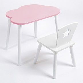 Комплект детский стол ОБЛАЧКО и стул ЗВЕЗДА ROLTI Baby (розовая столешница/белое сиденье/белые ножки) в Добрянке - dobryanka.mebel24.online | фото